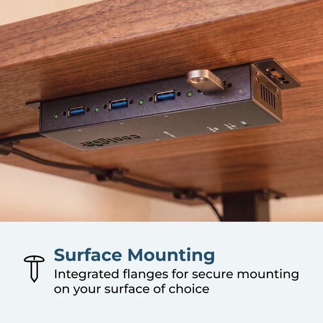 Alt view image 3 of 7 - Coolgear USB 3.0 4-Port Industrial Hub, GL 3520 Chipset, Power Supply Included, 5 Gbps Speeds, Mountable, Supports MTT