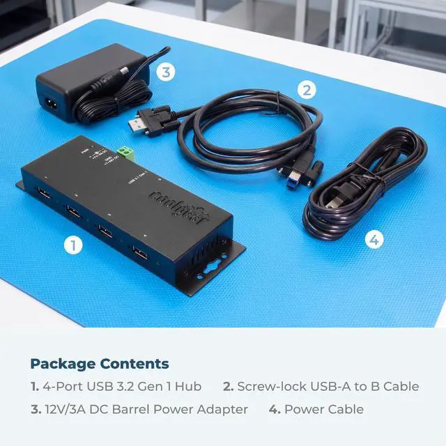 Alt view image 7 of 7 - Coolgear USB 3.0 4-Port Industrial Hub, GL 3520 Chipset, Power Supply Included, 5 Gbps Speeds, Mountable, Supports MTT