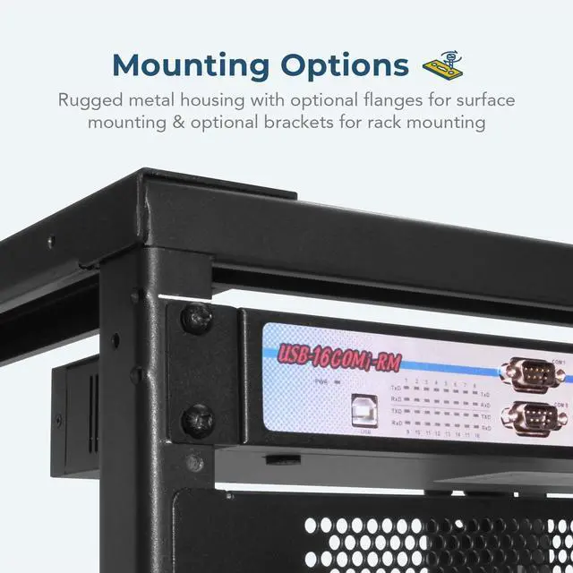 Alt view image 3 of 6 - Coolgear USB to Serial 16 COM RS-232/422/485 Rack mount adapter