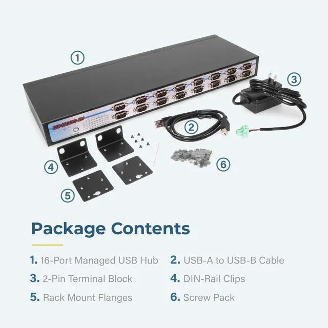 Alt view image 6 of 6 - Coolgear USB to Serial 16 COM RS-232/422/485 Rack mount adapter