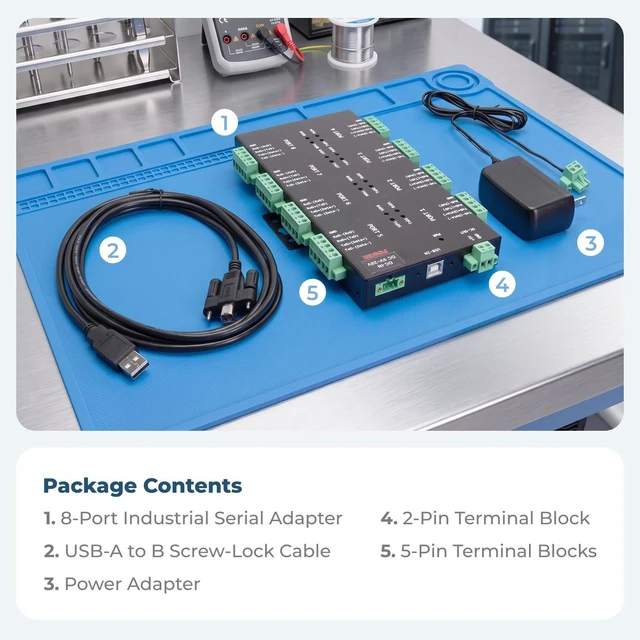 Alt view image 5 of 5 - Coolgear USB2 to 8-Port RS232-422-485 Serial TB Adapter Isolation | Surge