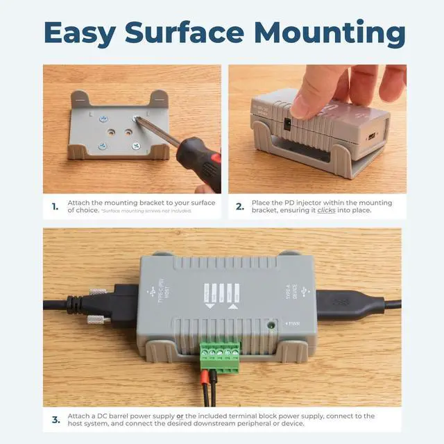 Alt view image 4 of 7 - Coolgear USB-C to USB-A Power Delivery Adapter with Mounting Kit - CG-UCUSBPD