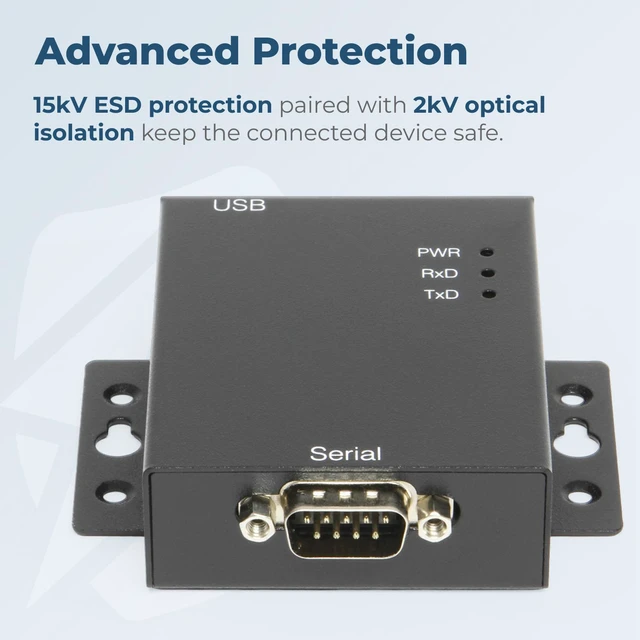 Alt view image 5 of 7 - Coolgear Industrial USB 2.0 to RS-232 Serial Adapter Optical Isolation
