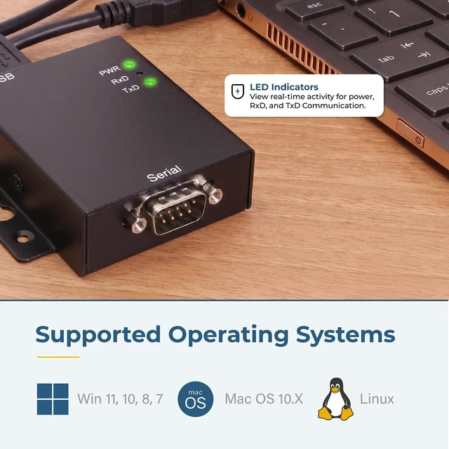 Alt view image 6 of 7 - Coolgear Industrial USB 2.0 to RS-232 Serial Adapter Optical Isolation