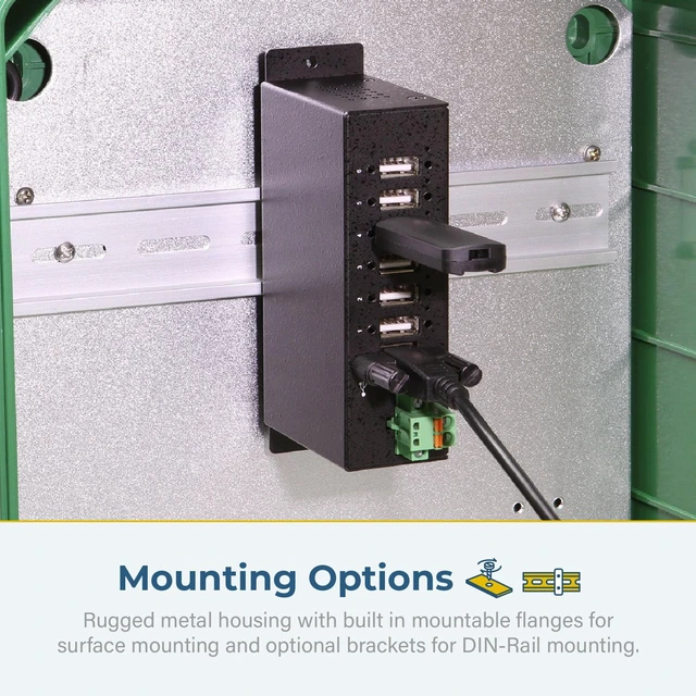 Alt view image 4 of 6 - Coolgear 6 Port Managed USB 2.0 Hub with DIN-Rail Mount, Individual Port Control, and Surge Protection - CG-6PU2MGD