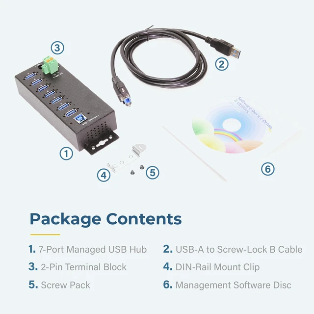 Alt view image 6 of 7 - Coolgear 7 Port Managed USB 3 Hub w/ 15KV ESD Surge Protection