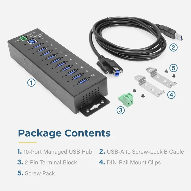 Alt view image 5 of 7 - Coolgear 10 Port Managed USB 3.2 Gen 1 Hub w/ 15KV ESD Surge Protection Per Port - CG-10PU3MGD