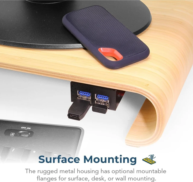 Alt view image 4 of 7 - Coolgear Compact 4-Port USB 3.2 Gen 1 Micro Hub for Industrial Use, 5Gbps Data, Variable Voltage Input, and Surge Protection