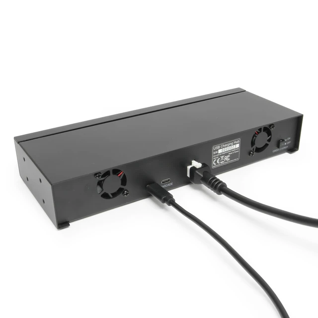 Alt view image 3 of 5 - Coolgear 20-Port USB-C Charge & Sync Hub for Tablets & Chromebooks, USB 2.0 Type-C Hub, 480Mbps, 3A High-Power Charging, Surge Protection, Ready to Mount