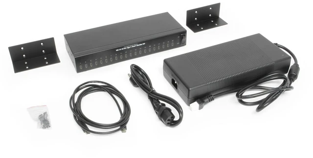 Alt view image 5 of 5 - Coolgear 20-Port USB-C Charge & Sync Hub for Tablets & Chromebooks, USB 2.0 Type-C Hub, 480Mbps, 3A High-Power Charging, Surge Protection, Ready to Mount
