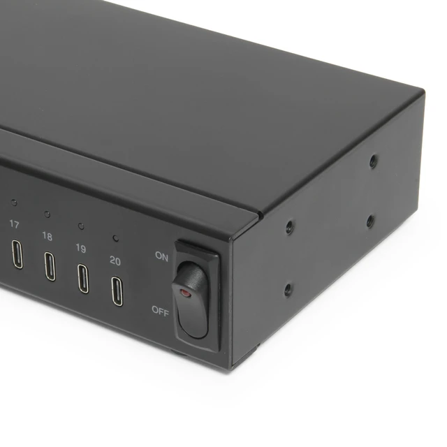 Alt view image 4 of 5 - Coolgear 20-Port USB-C Charge & Sync Hub for Tablets & Chromebooks, USB 2.0 Type-C Hub, 480Mbps, 3A High-Power Charging, Surge Protection, Ready to Mount