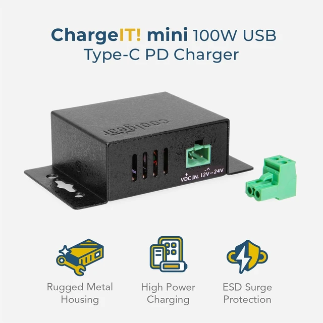 Alt view image 2 of 6 - Coolgear ChargeIT! Mini 100W USB Type C PD Charger
