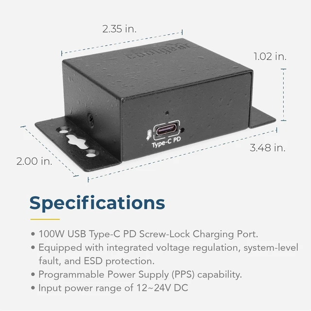 Alt view image 5 of 6 - Coolgear ChargeIT! Mini 100W USB Type C PD Charger