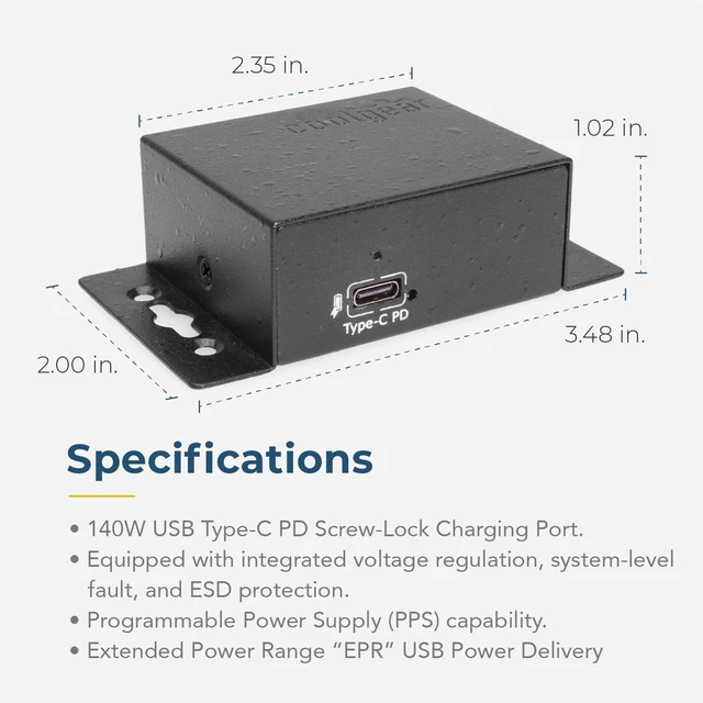 Alt view image 5 of 6 - Coolgear ChargeIT! Mini 140W USB Type-C PD Charger w/EPR Support