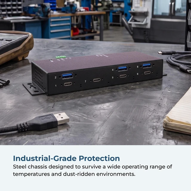Alt view image 4 of 7 - Coolgear 7 Port USB-C Hub with Surge Protection, 5Gbps Speed & 2.4A Charging - CG-7P4C3A