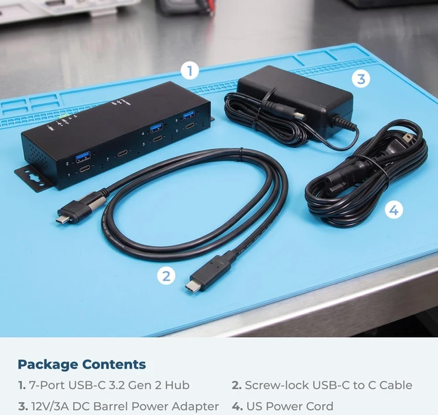 Alt view image 7 of 7 - Coolgear 7 Port USB-C Hub with Surge Protection, 5Gbps Speed & 2.4A Charging - CG-7P4C3A