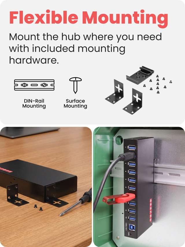 Alt view image 5 of 7 - Gearmo 10-Port USB Type-A 3.2 Gen 1 Hub - 15kV ESD Protection