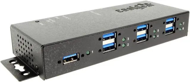 Alt view image 6 of 6 - Coolgear 7 Port USB 3.1 Gen1 Hub 15KV ESD Surge Protection w/Power Adapter