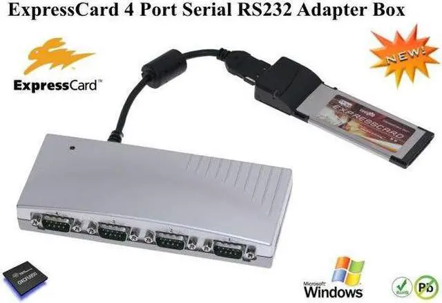 Main image of SerialGear 4-Port ExpressCard Serial RS-232 Adapter Box 16C950 UART 921.6Kbps