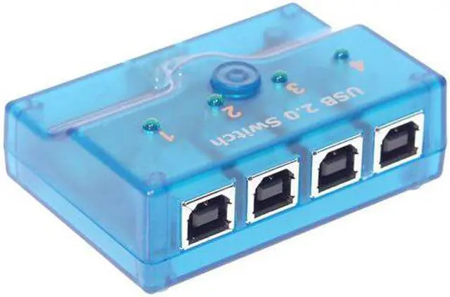Main image of Coolgear For Vista and Windows 7 Mini 4-Port USB 2.0 A/B/C/D Manual Switch with 6ft. Cables