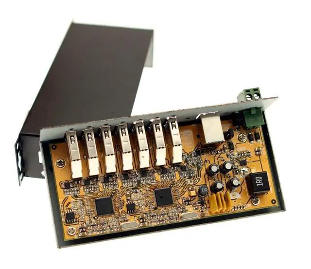 Alt view image 5 of 5 - Coolgear USB 3.0 7-Port Industrial Hub Metal Case Din-Rail GL Chip 12 Volt 5amp Power Supply Included
