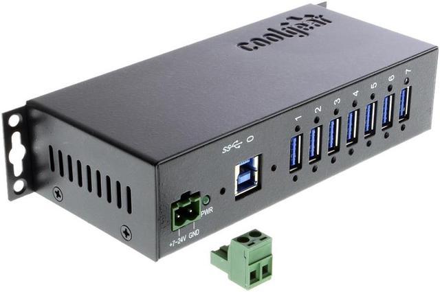 7 Port USB 3.2 Gen 1 Hub w/ Surge Protection & Screw-Locking Ports