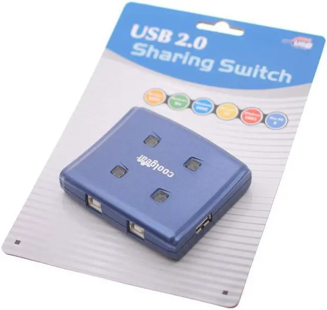 Alt view image 2 of 2 - USBGear Blue USB switch with USB 2.0 high speed allows 4 computers to 1 device