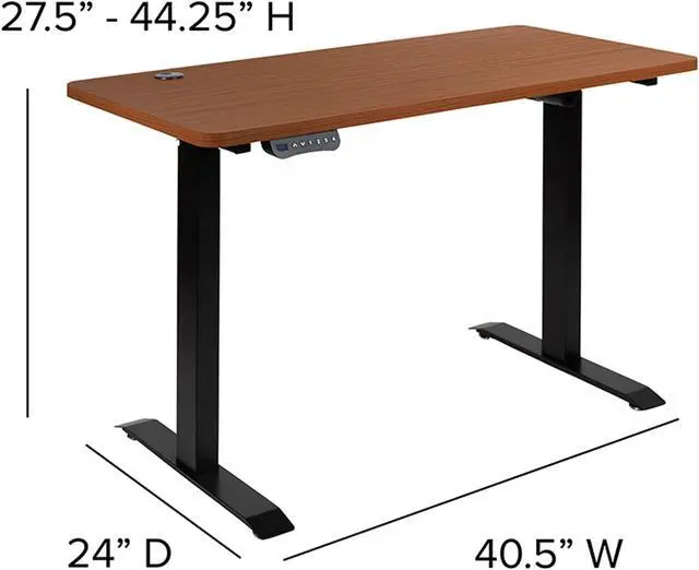 Alt view image 7 of 20 - Flash Furniture 24"D x 48"W Electric Height Adjustable Stand Up Computer Desk - Mahogany