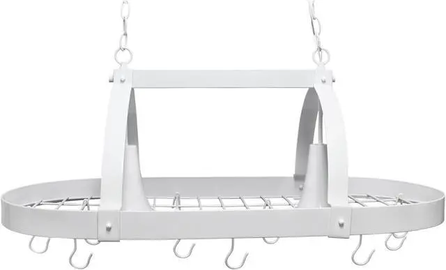 Alt view image 2 of 20 - Elegant Designs White 2 Light Kitchen Pot Rack with Downlights