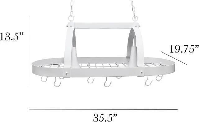 Alt view image 4 of 20 - Elegant Designs White 2 Light Kitchen Pot Rack with Downlights