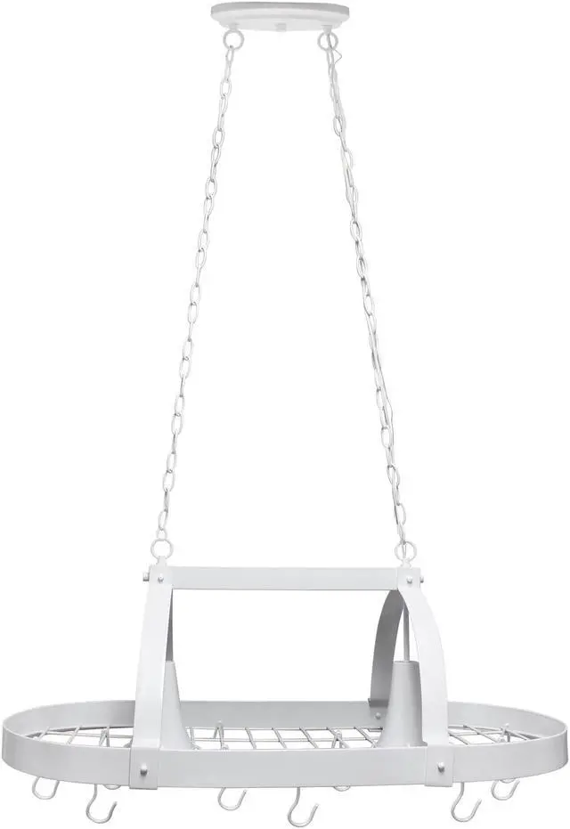 Alt view image 7 of 20 - Elegant Designs White 2 Light Kitchen Pot Rack with Downlights