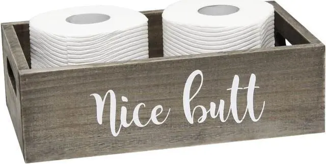 Alt view image 6 of 20 - Elegant Designs Three Piece Decorative Wood Bathroom Set, Large, Cheeky  (1 Towel Holder, 1 Frame, 1 Toilet Paper Holder)