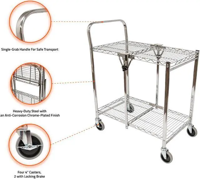 Alt view image 19 of 20 - WSCC-2 - Two-Shelf Collapsible Wire Utility Cart
