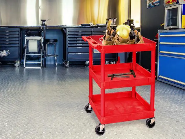 Alt view image 10 of 13 - Luxor Red 3 Tub Tall Utility Cart