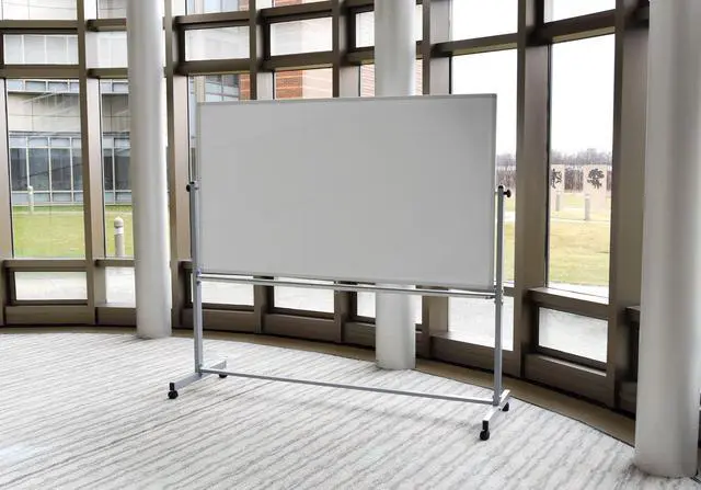 Alt view image 10 of 15 - Luxor Mobile 72"W x 40"H Dry Erase Double-Sided Magnetic Whiteboard with Aluminum Frame and Stand
