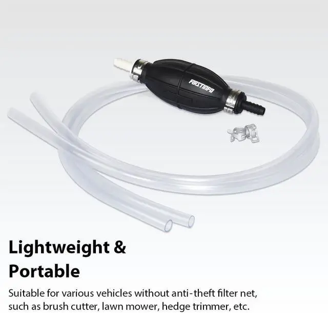 Alt view image 4 of 6 - FIRSTINFO Gasoline Siphon Hose for Petrol Diesel Gas Oil Liquid Water Fish Tank, Portable Hand Pump Extractor Fuel Transfer Pump with 2 Durable PVC Hoses