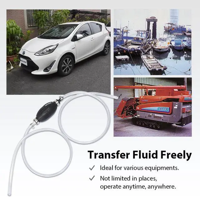 Alt view image 2 of 6 - FIRSTINFO Gasoline Siphon Hose for Petrol Diesel Gas Oil Liquid Water Fish Tank, Portable Hand Pump Extractor Fuel Transfer Pump with 2 Durable PVC Hoses