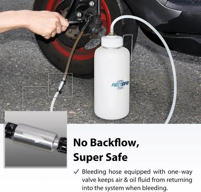 Alt view image 5 of 5 - FIRSTINFO 50.7 Oz (1.5 Liter) Capacity Brake Service Brake Fluid Bleeder Bottle/Receiver with Non-Return Check Valve + Hook Fixed