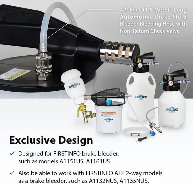 Alt view image 2 of 5 - FIRSTINFO 4.9 Feet (1.5 Meter) Long Automotive Brake Fluid Bleeder Bleeding Hose with Non-Return Check Valve for FIRSTINFO Brake Bleeder