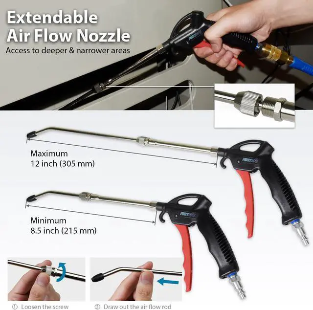 Alt view image 5 of 6 - FIRSTINFO Air Duster Blow Gun with Range 8.46 ~ 12 Inch (215-305 mm) Adjustable / Extendable Air Flow Nozzle Dust Blower Cleaner (Extendable)