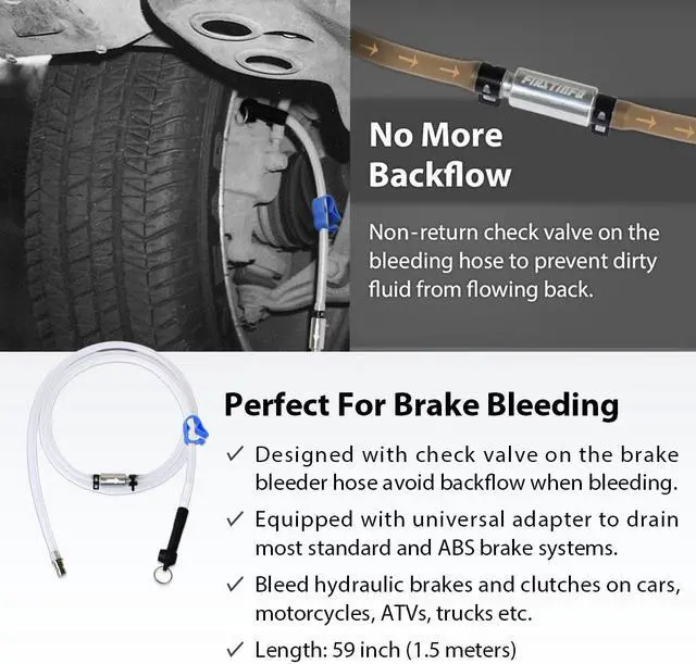 Alt view image 4 of 5 - FIRSTINFO 4.9 Feet (1.5 Meter) Long Automotive Brake Fluid Bleeder Bleeding Hose with Non-Return Check Valve for FIRSTINFO Brake Bleeder