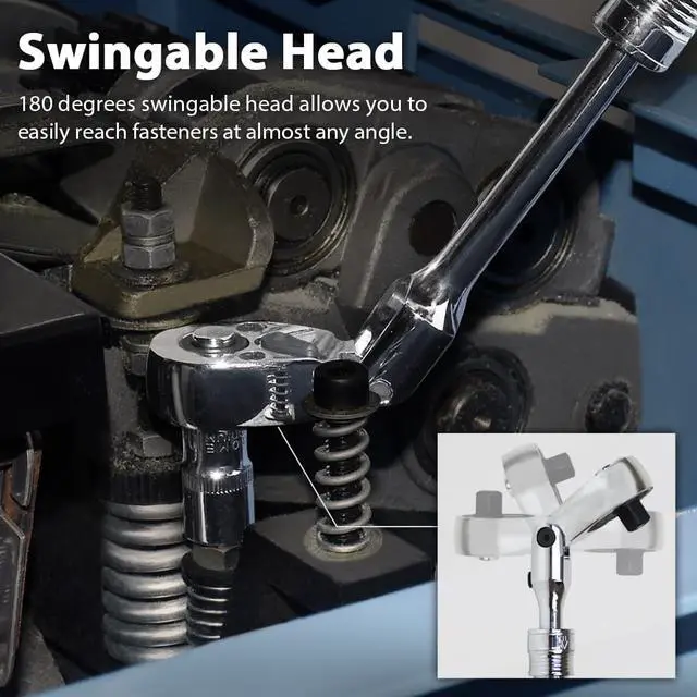 Alt view image 6 of 6 - FIRSTINFO 1/4-Inch Drive Locking & Flexible Extendable Ratchet Wrench Reversible, Soft-Grip with 72-Tooth Geared Action (Length: 6.7 to 8.6 inches)