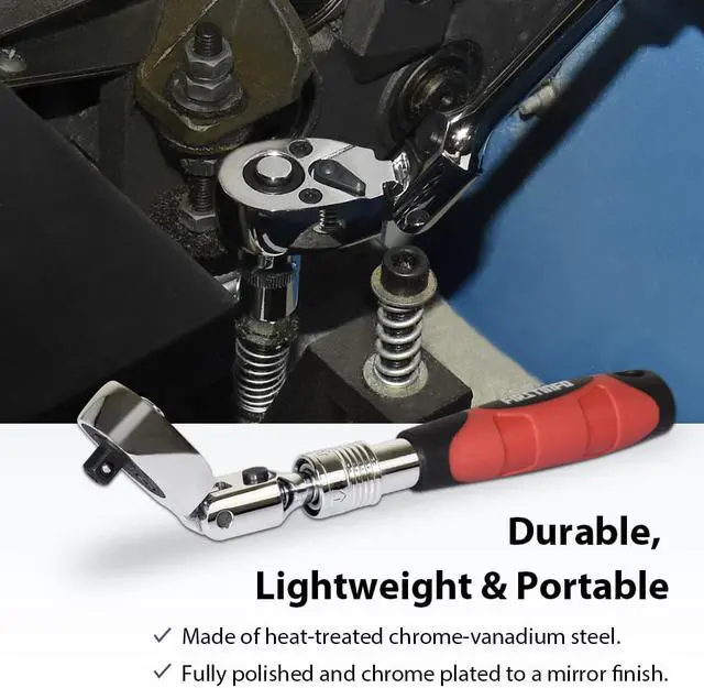 Alt view image 4 of 6 - FIRSTINFO 1/4-Inch Drive Locking & Flexible Extendable Ratchet Wrench Reversible, Soft-Grip with 72-Tooth Geared Action (Length: 6.7 to 8.6 inches)