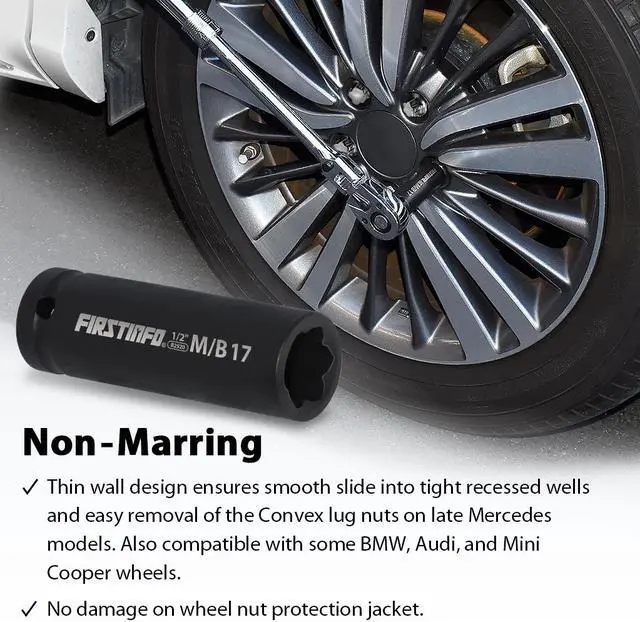 Alt view image 2 of 6 - FIRSTINFO Protective Lug Nut Socket for Mercedes Benz Vehicles with 17mm Convex, Flower Head Lug Nuts