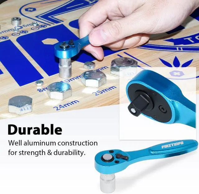 Alt view image 2 of 5 - FIRSTINFO 1/4 Inch Drive Light Weight Aluminum Mini Ratchet , Socket Driver Reversible with 72T Gear Action