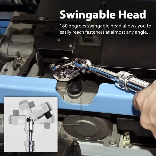 Alt view image 6 of 6 - FIRSTINFO 3/8-Inch Drive Locking & Flexible Extendable Ratchet Wrench Reversible, Soft-Grip with 72-Tooth Geared Action (Length: 10.2 to 14.1 inches)