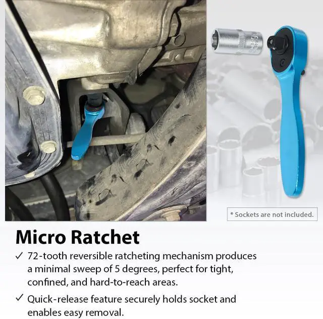 Alt view image 5 of 5 - FIRSTINFO 1/4 Inch Drive Light Weight Aluminum Mini Ratchet , Socket Driver Reversible with 72T Gear Action