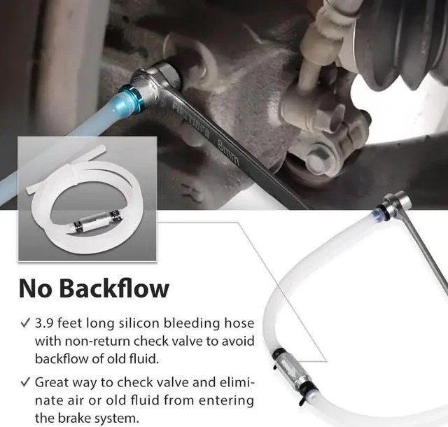 Alt view image 3 of 5 - FIRSTINFO 7-12mm & 3/8-Inch Drive Brake Fluid Clutch Bleeder Hose w/12 Point Wrench and Check Valve 7-Piece Kit For Brake Bleeding & Hydraulic Clutch Systems