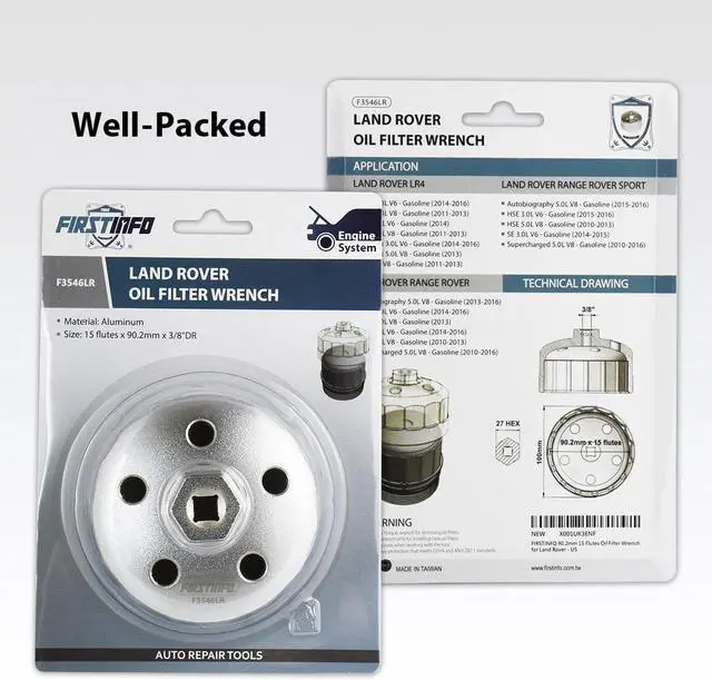 Alt view image 2 of 6 - FIRSTINFO 3/8" Drive 90.2mm 15 Flutes Oil Filter Wrench, Compatible with Land Rover & Jaguar - Fits 3.0L & 5.0L Gas Engines