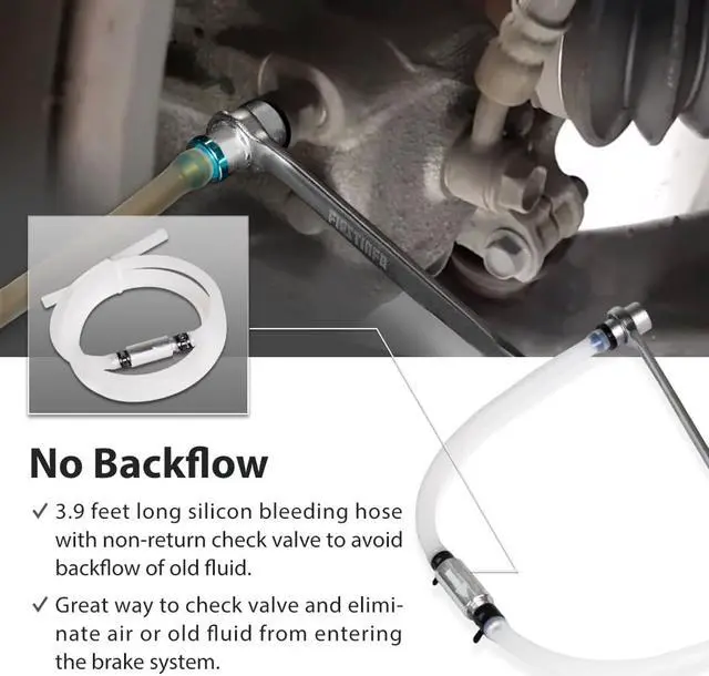 Alt view image 3 of 5 - FIRSTINFO Brake Fluid Clutch Bleeder Hose with Non-Return Check Valve and 12 Point 7-12mm & 3/8-Inch Drive Sockets and Wrench Set For Brake Bleeding & Hydraulic Clutch Systems